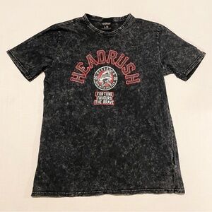 HEADRUSH Fortune Favours The Brave Acid Wash Graphic Tee Large